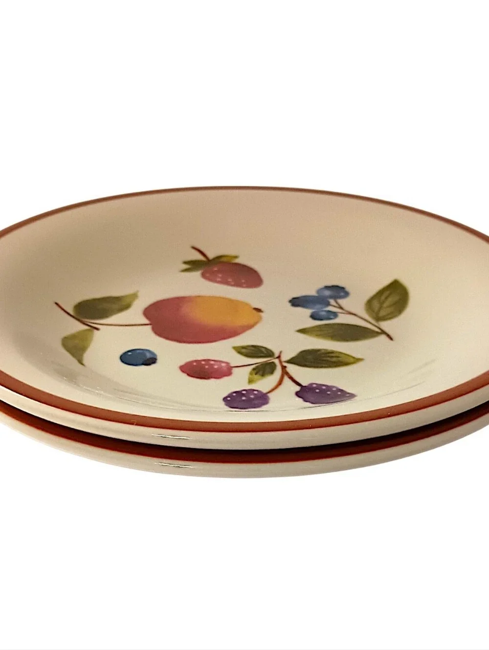 2 Longaberger Fruit Medley Plates Bread Berry Lunch Stoneware‎ Farmhouse Rustic